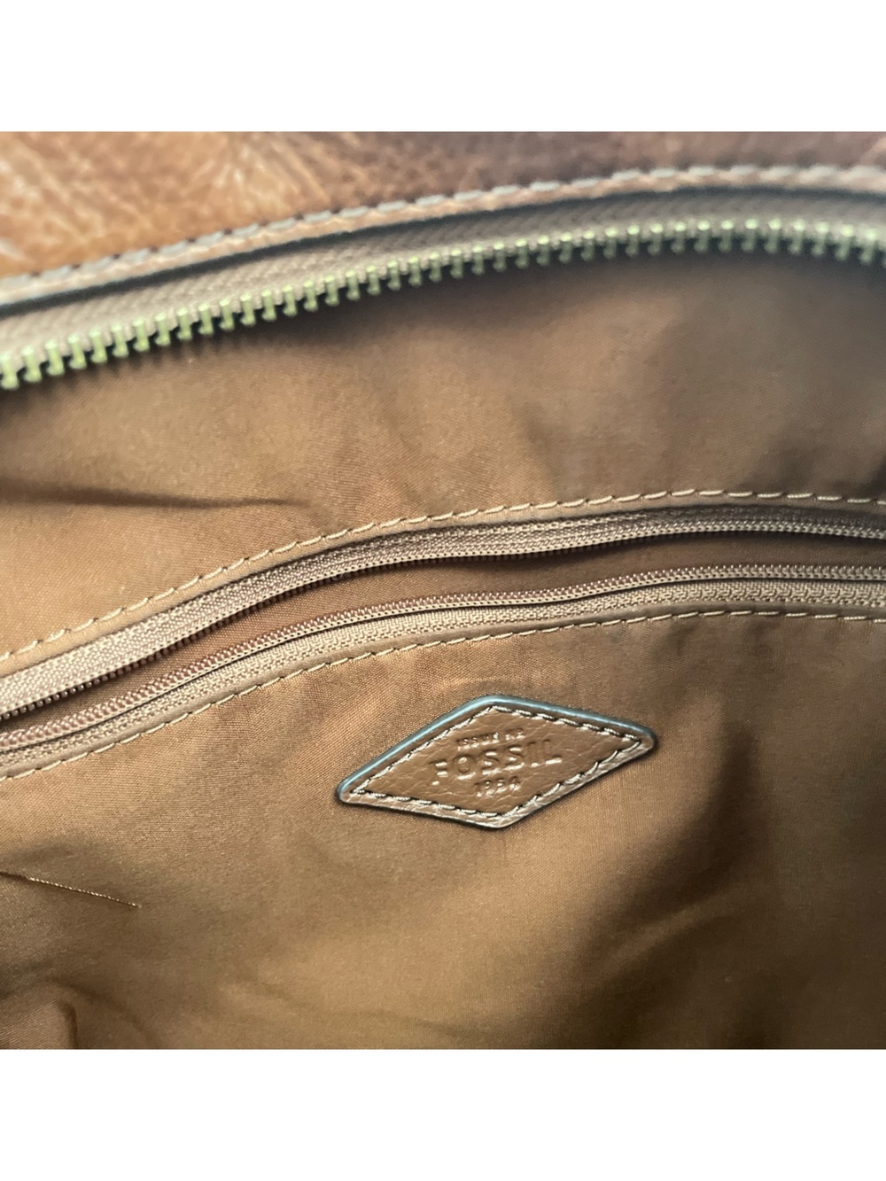 Fossil Sydney Leather Satchel Bag – Medium Brown - Picture 12 of 13